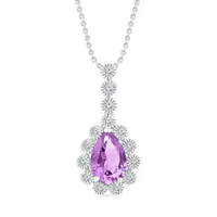 Sterling Silver Amethyst & Created White Sapphire Pendant