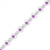 Sterling Silver Amethyst & Created White Sapphire Bracelet