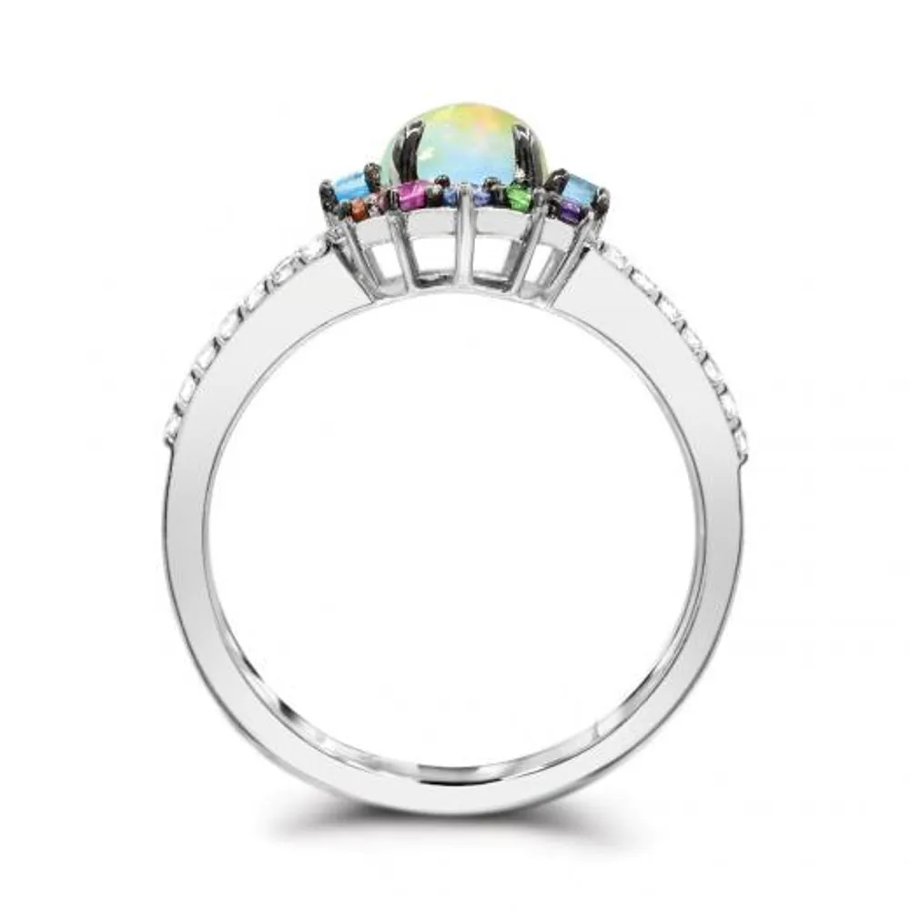 Sterling Silver Opal & Multi Gemstone Ring