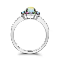 Sterling Silver Opal & Multi Gemstone Ring