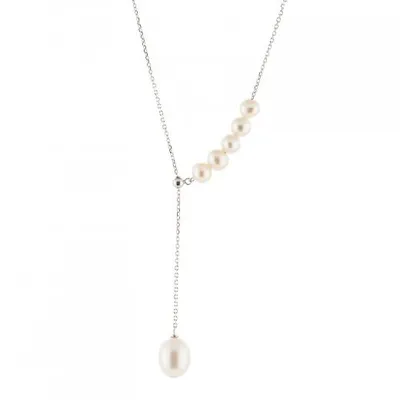 Sterling Silver Sliding Pearl Necklace