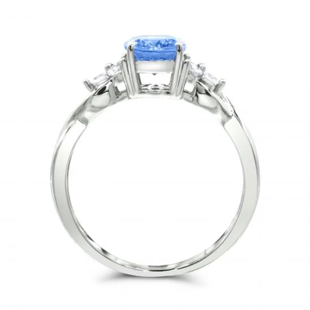 10K White Gold Tanzanite & White Sapphire Ring