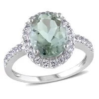 Julianna B 10K White Gold Green Quartz & Created White Sapphire Ring