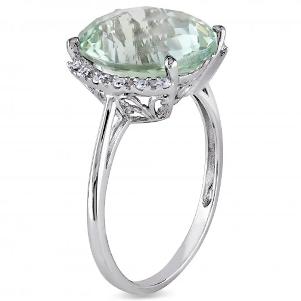 Julianna B 10K White Gold Green Quartz & 0.06CTW Diamond Ring