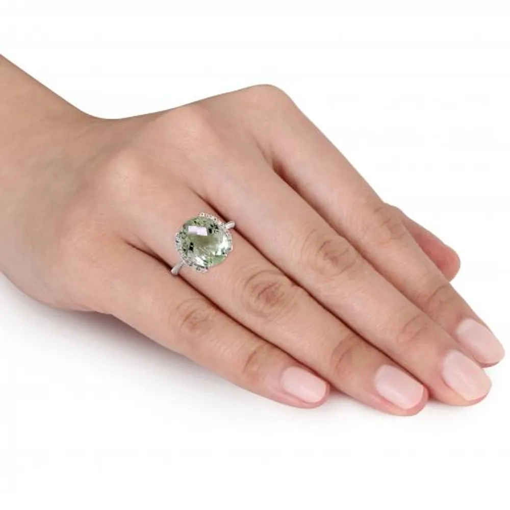 Julianna B 10K White Gold Green Quartz & 0.06CTW Diamond Ring