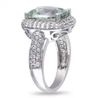 Julianna B Sterling Silver Green Quartz & Created White Sapphire Ring