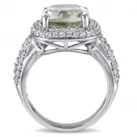 Julianna B Sterling Silver Green Quartz & Created White Sapphire Ring