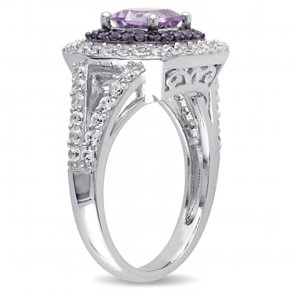 Julianna B Sterling Silver Amethyst & Created White Sapphire Ring