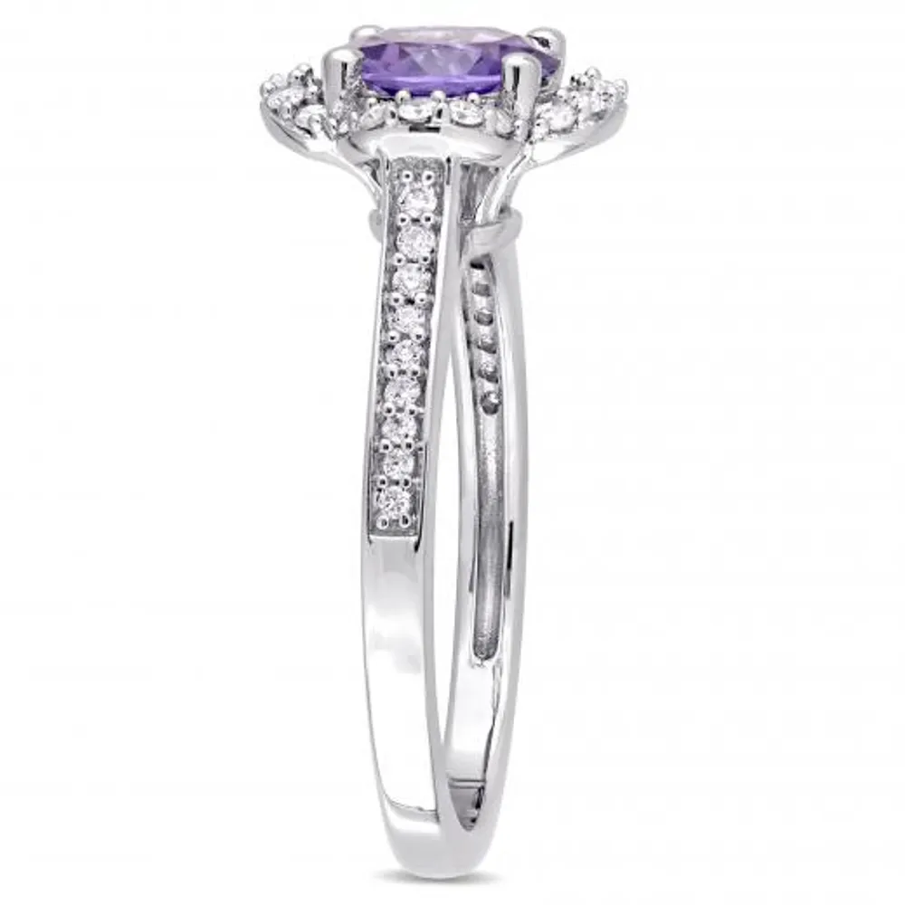 Julianna B 14K White Gold Amethyst & Diamond Ring