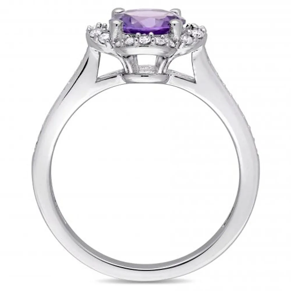 Julianna B 14K White Gold Amethyst & Diamond Ring