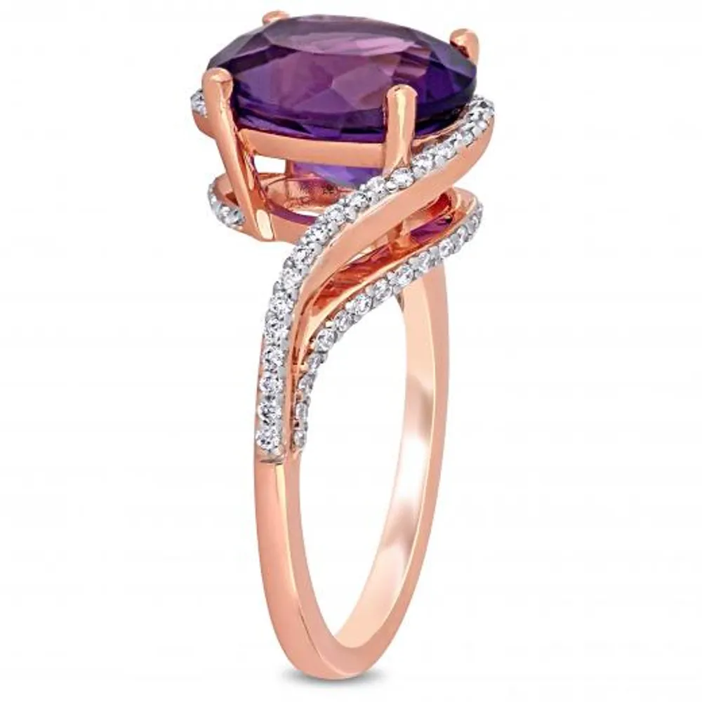 Julianna B 14K Rose Gold Amethyst & 0.33CTW Diamond Ring