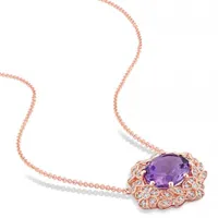 Julianna B 14K Rose Gold Amethyst & Diamond Pendant