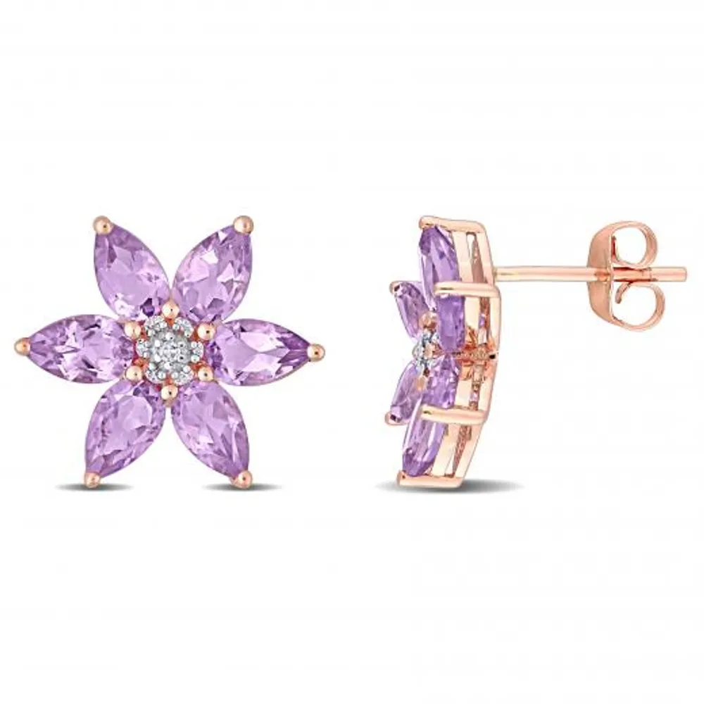 Julianna B 10K Rose Gold Amethyst & 0.06CTW Diamond Earrings