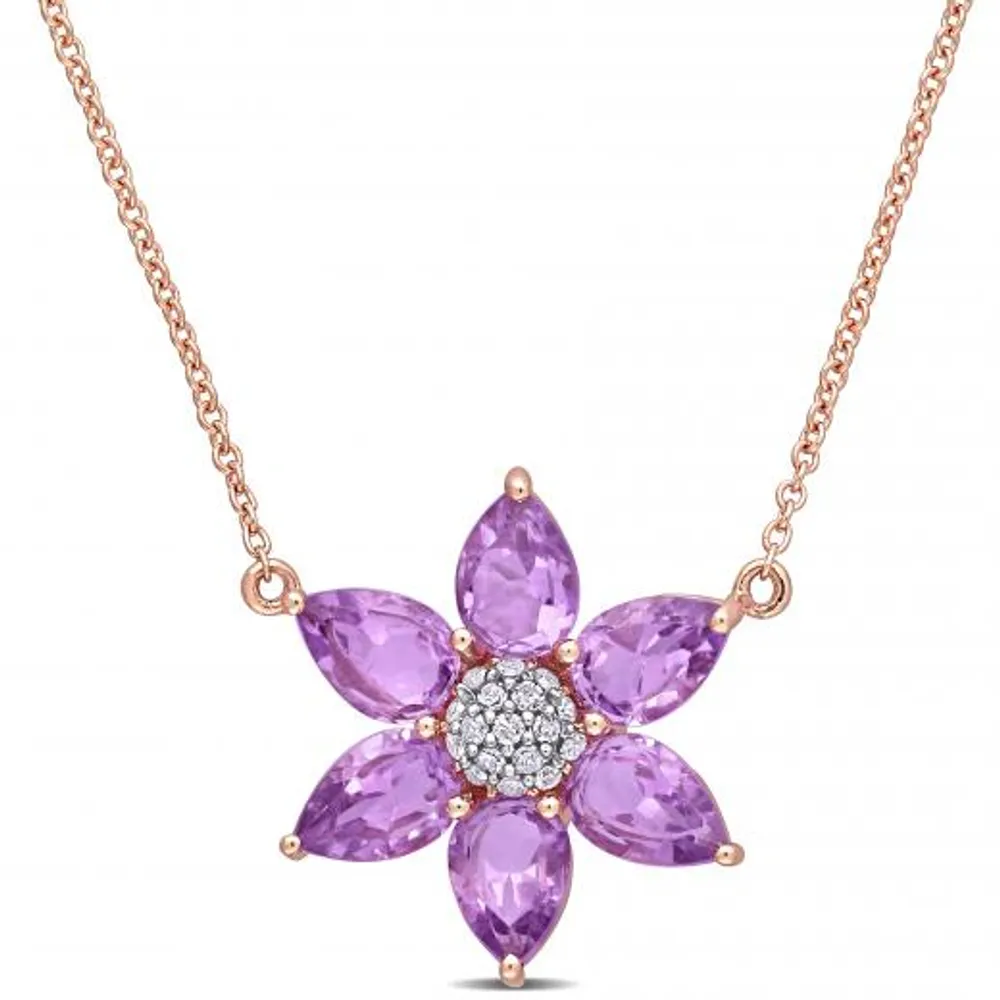 Julianna B 10K Rose Gold Amethyst & Diamond Pendant