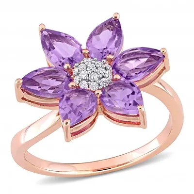 Julianna B 10K Rose Gold Amethyst & Diamond Ring