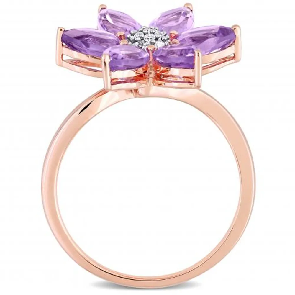 Julianna B 10K Rose Gold Amethyst & Diamond Ring