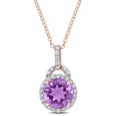 Julianna B Sterling Silver Amethyst & White Topaz Pendant