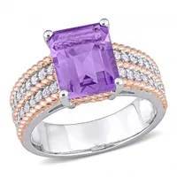 Julianna B Sterling Silver Amethyst & White Topaz Ring