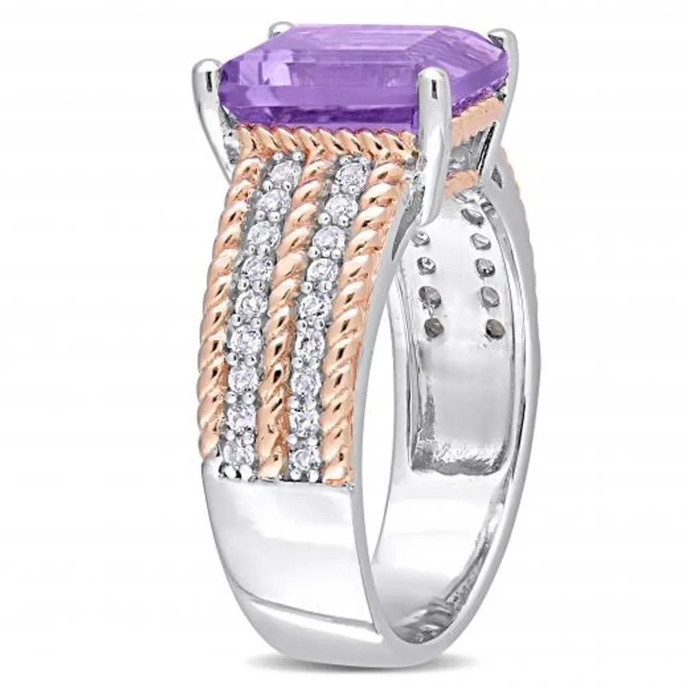 Julianna B Sterling Silver Amethyst & White Topaz Ring