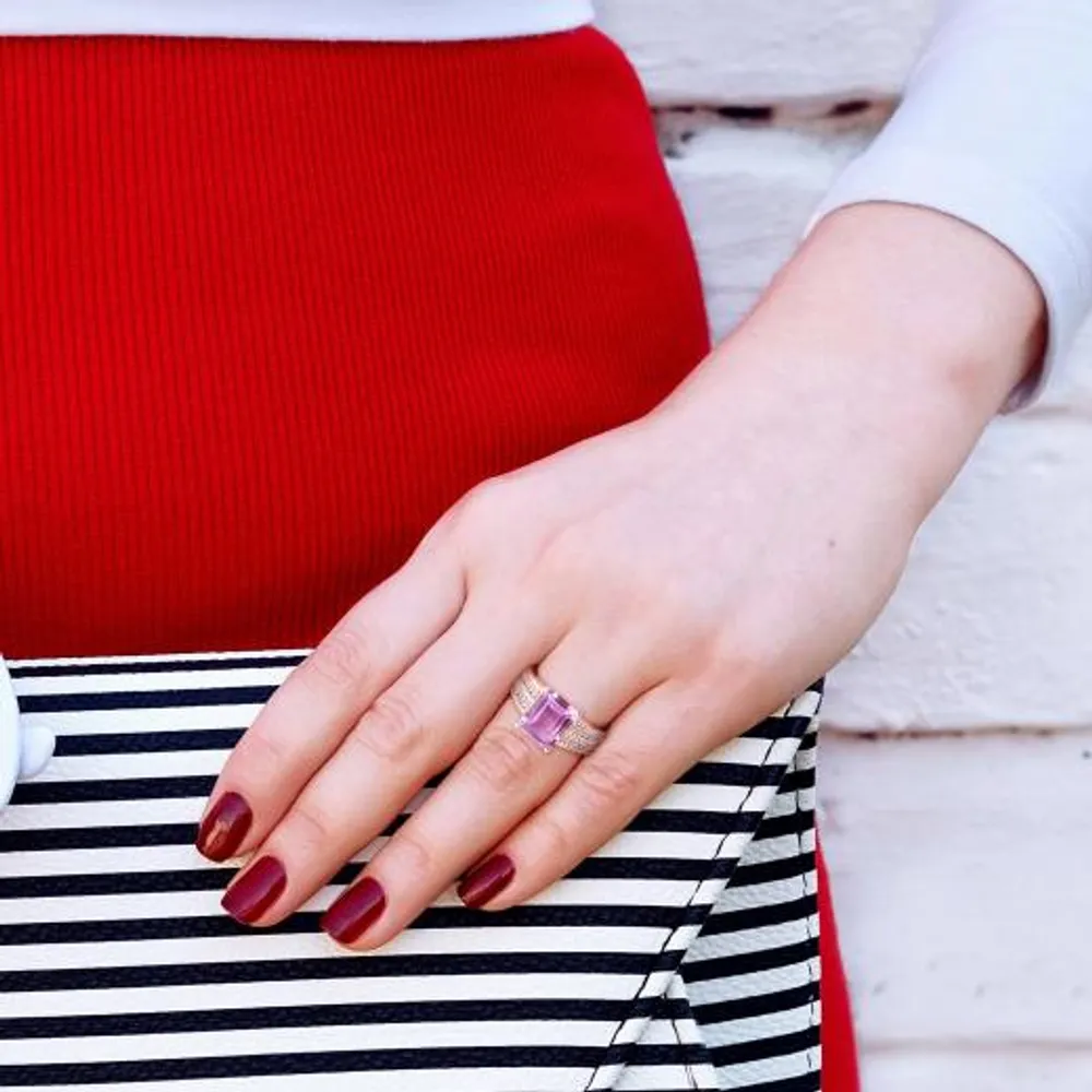 Julianna B Sterling Silver Amethyst & White Topaz Ring