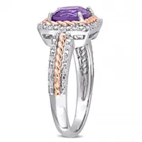 Julianna B Sterling Silver Amethyst & 0.16CTW Diamond Ring