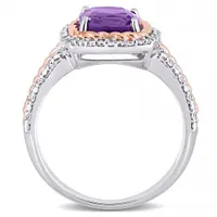 Julianna B Sterling Silver Amethyst & 0.16CTW Diamond Ring