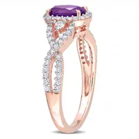 Julianna B 10K Rose Gold Amethyst, White Sapphire & Diamond Ring