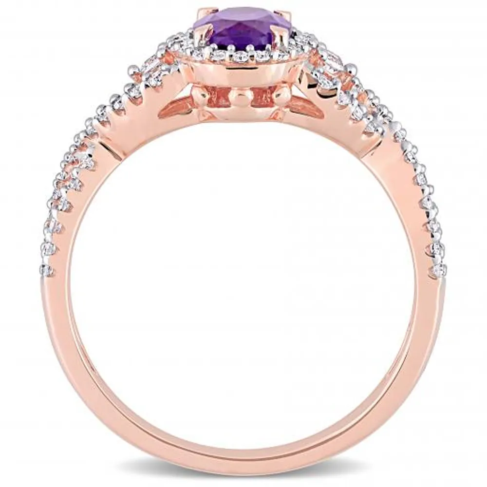 Julianna B 10K Rose Gold Amethyst, White Sapphire & Diamond Ring