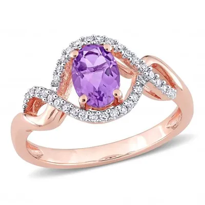 Julianna B 10K Rose Gold Amethyst & Diamond Ring