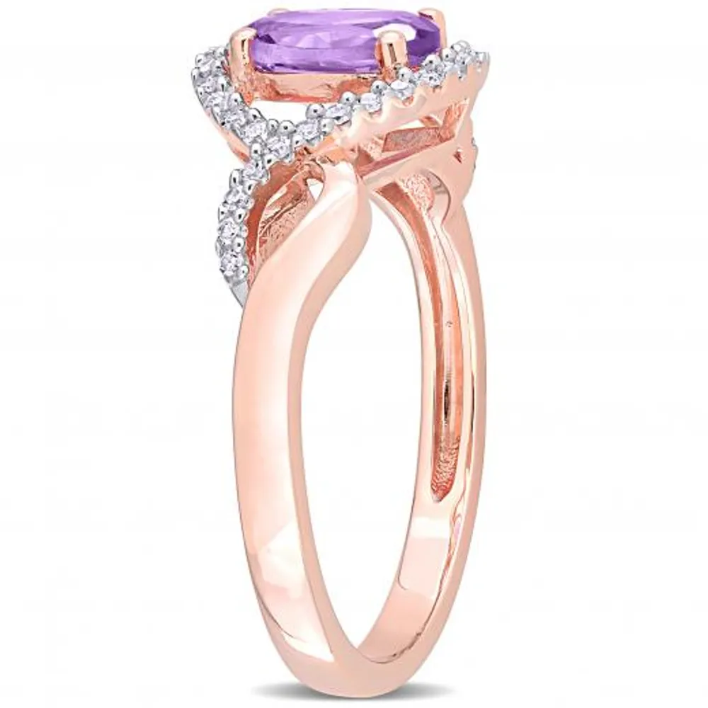 Julianna B 10K Rose Gold Amethyst & Diamond Ring