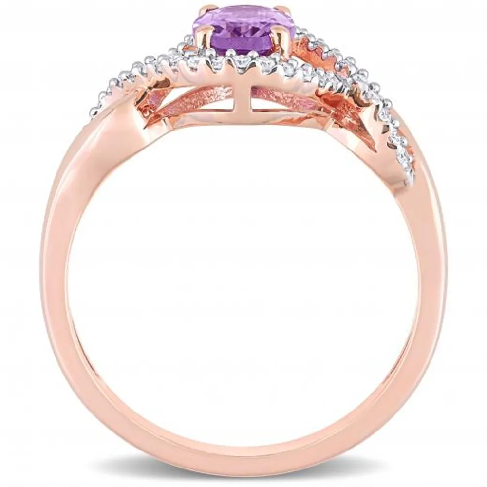 Julianna B 10K Rose Gold Amethyst & Diamond Ring