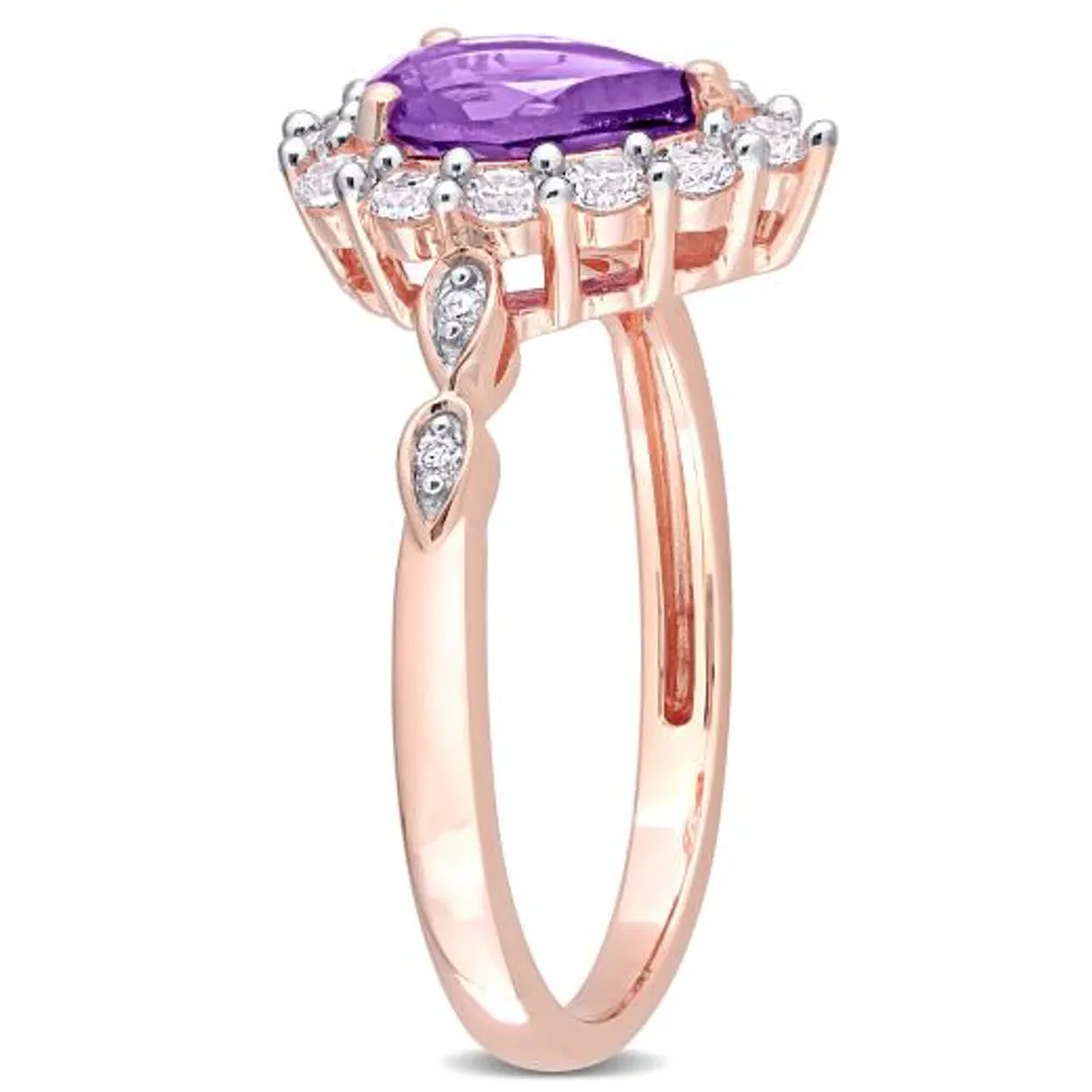 Julianna B 10K Rose Gold Amethyst & 0.02CTW Diamond Ring