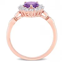 Julianna B 10K Rose Gold Amethyst & 0.02CTW Diamond Ring