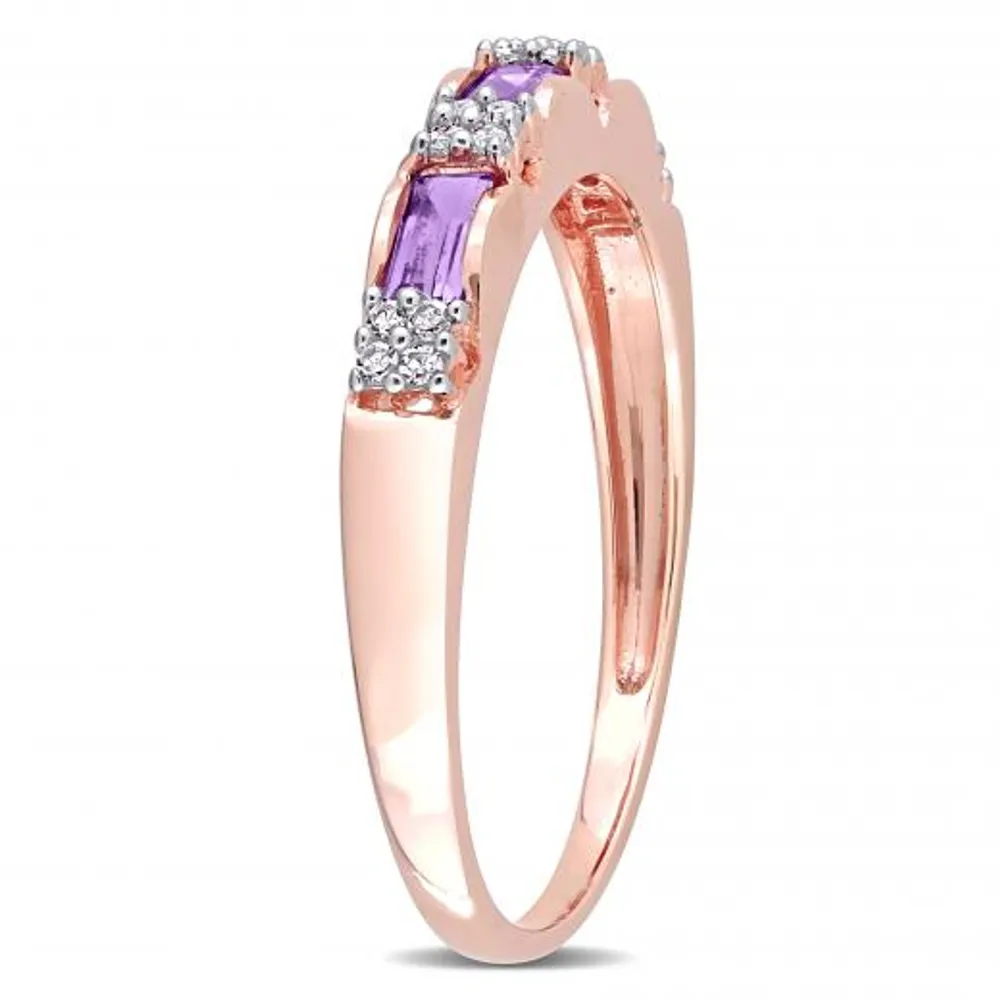 Julianna B 10K Rose Gold Amethyst & 0.07CTW Diamond Ring