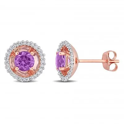 Julianna B 10K Rose Gold Amethyst & 0.25CTW Diamond Earrings