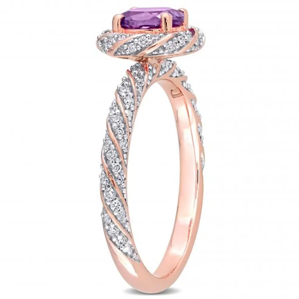 Julianna B 14K Rose Gold Amethyst & 0.25CTW Diamond Ring