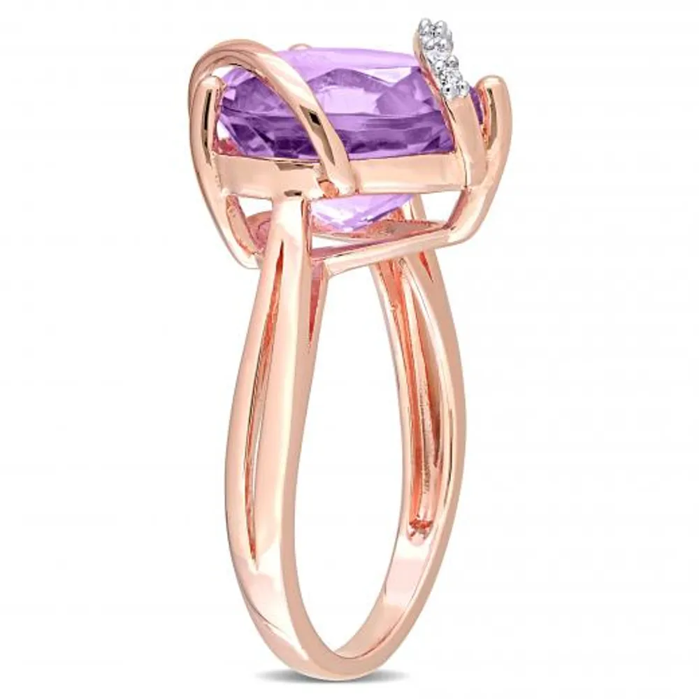 Julianna B Sterling Silver Amethyst & 0.05CTW Diamond Ring