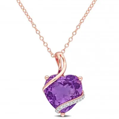 Julianna B Sterling Silver Amethyst & 0.05CTW Diamond Pendant