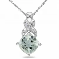 Julianna B 10K White Gold Green Quartz & 0.015CTW Diamond Pendant