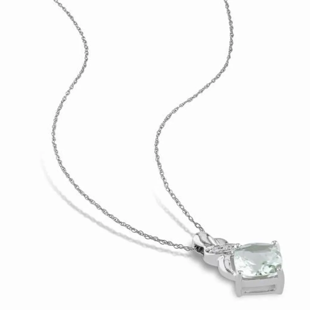 Julianna B 10K White Gold Green Quartz & 0.015CTW Diamond Pendant