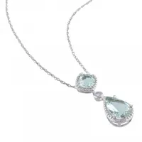 Julianna B Green Quartz & Created White Sapphire Pendant