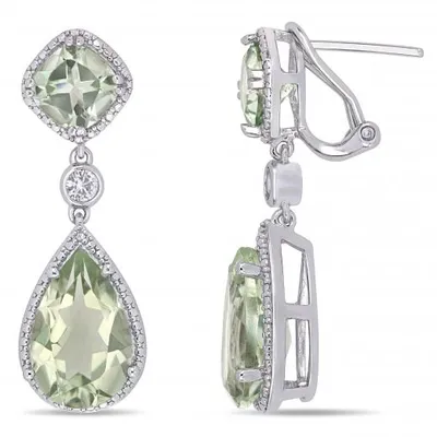 Julianna B Sterling Silver Green Quartz & Created White Sapphire Earrings