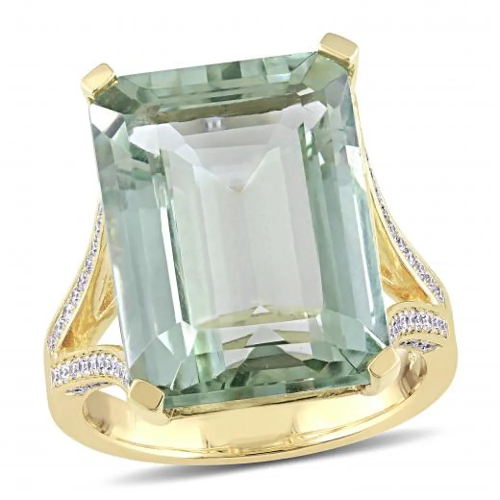 Julianna B 14K Yellow Gold Green Amethyst & 0.44CTW Diamond Ring