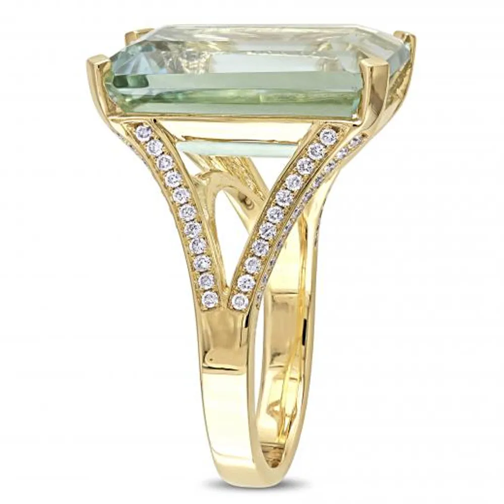 Julianna B 14K Yellow Gold Green Amethyst & 0.44CTW Diamond Ring