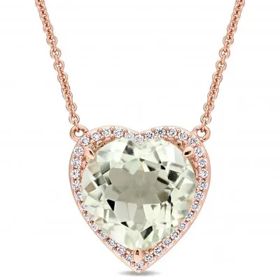 Julianna B 14K Rose Gold Green Quartz & 0.20CTW Diamond Pendant