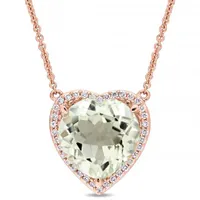 Julianna B 14K Rose Gold Green Quartz & 0.20CTW Diamond Pendant