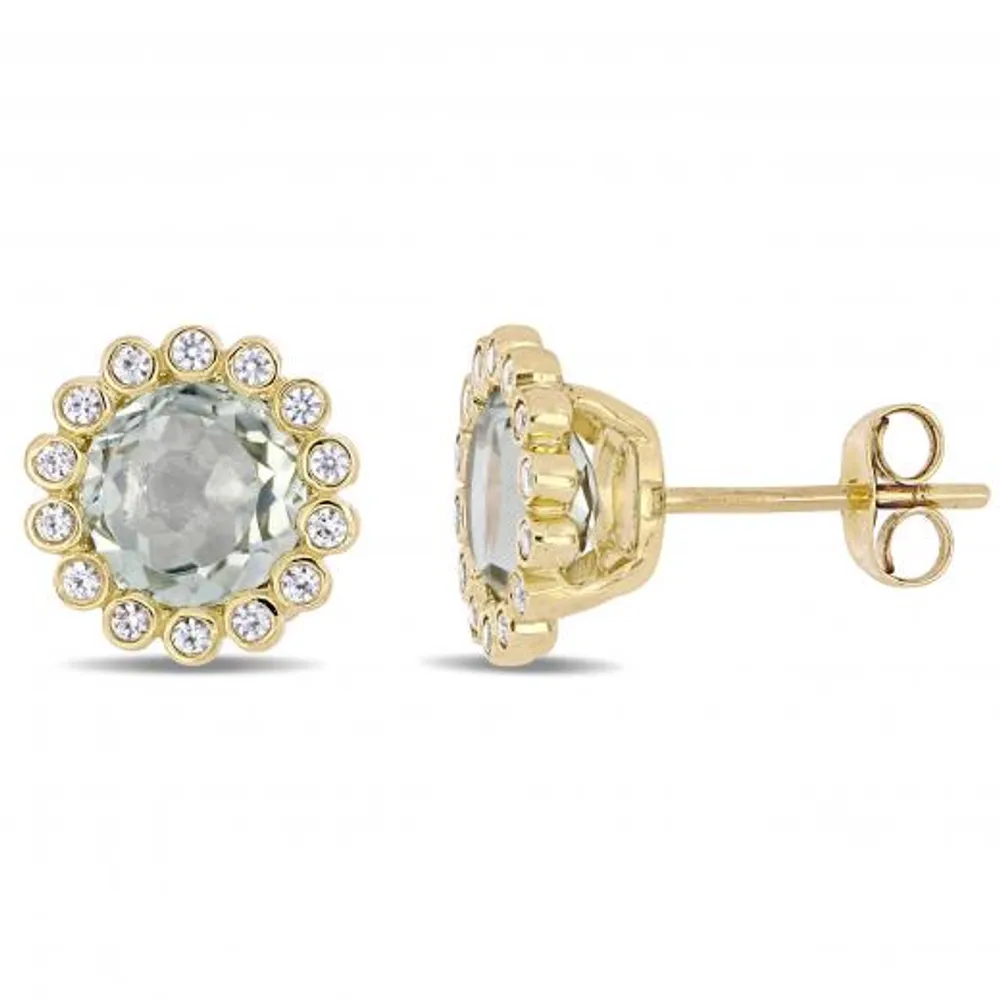 Julianna B 10K Yellow Gold Green Quartz & White Sapphire Earrings