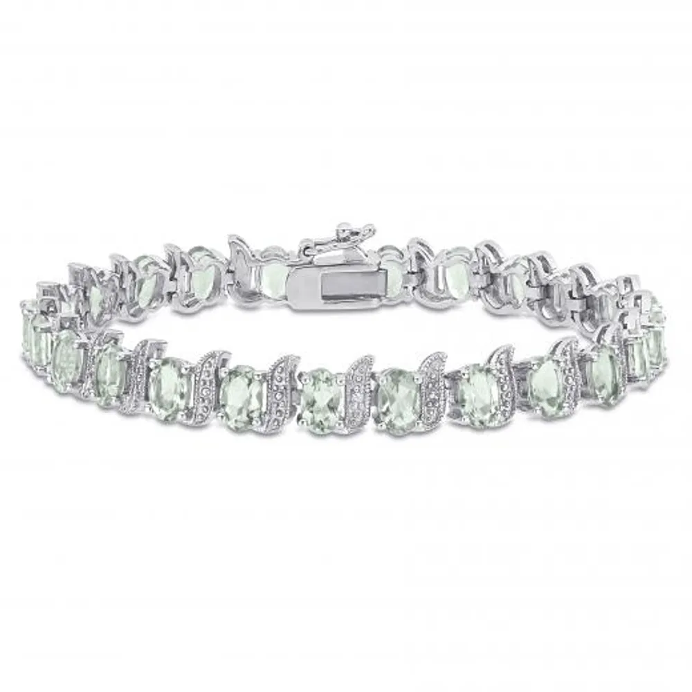 Julianna B Sterling Silver Green Quartz & 0.03CTW Diamond Bracelet