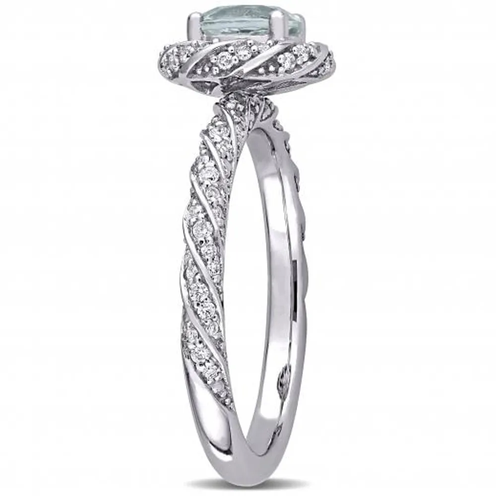 Julianna B 14K White Gold Aquamarine & 0.25CTW Diamond Ring