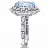 Julianna B 14K White Gold Aquamarine & 0.75CTW Diamond Ring